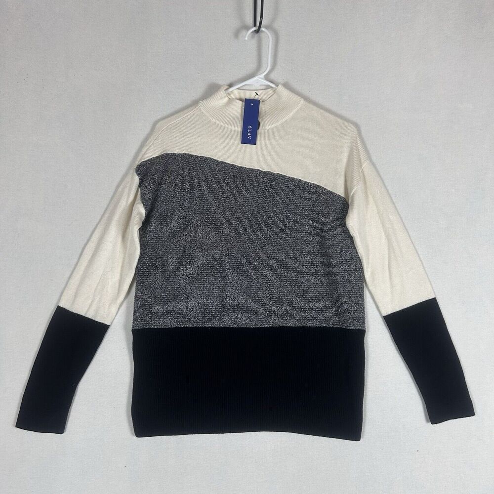 APT 9 NEW Womens Sweater Size Small Long Sleeve Color Block Geometric Design NWT